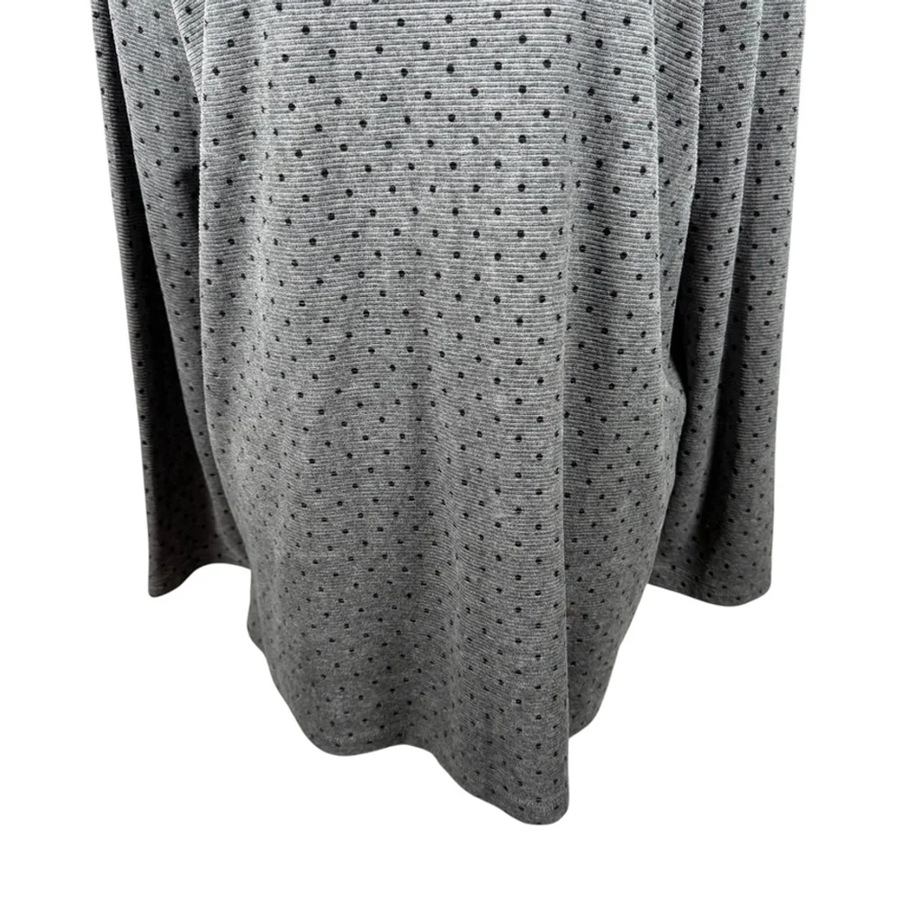 Talbots Velour Ribbed Knit Tunic Top Gray Black Polka Dot Soft Casual size XL - Picture 4 of 10